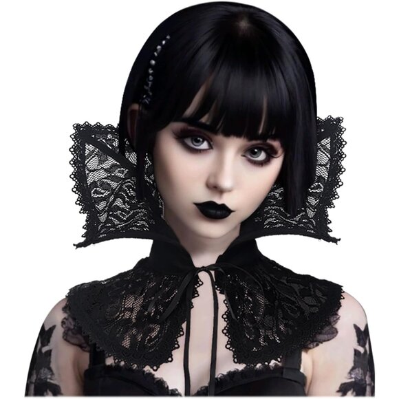 Women Black Victorian Collar Gothic Accessories Cosplay Vampire Costume - Picture 4 of 9